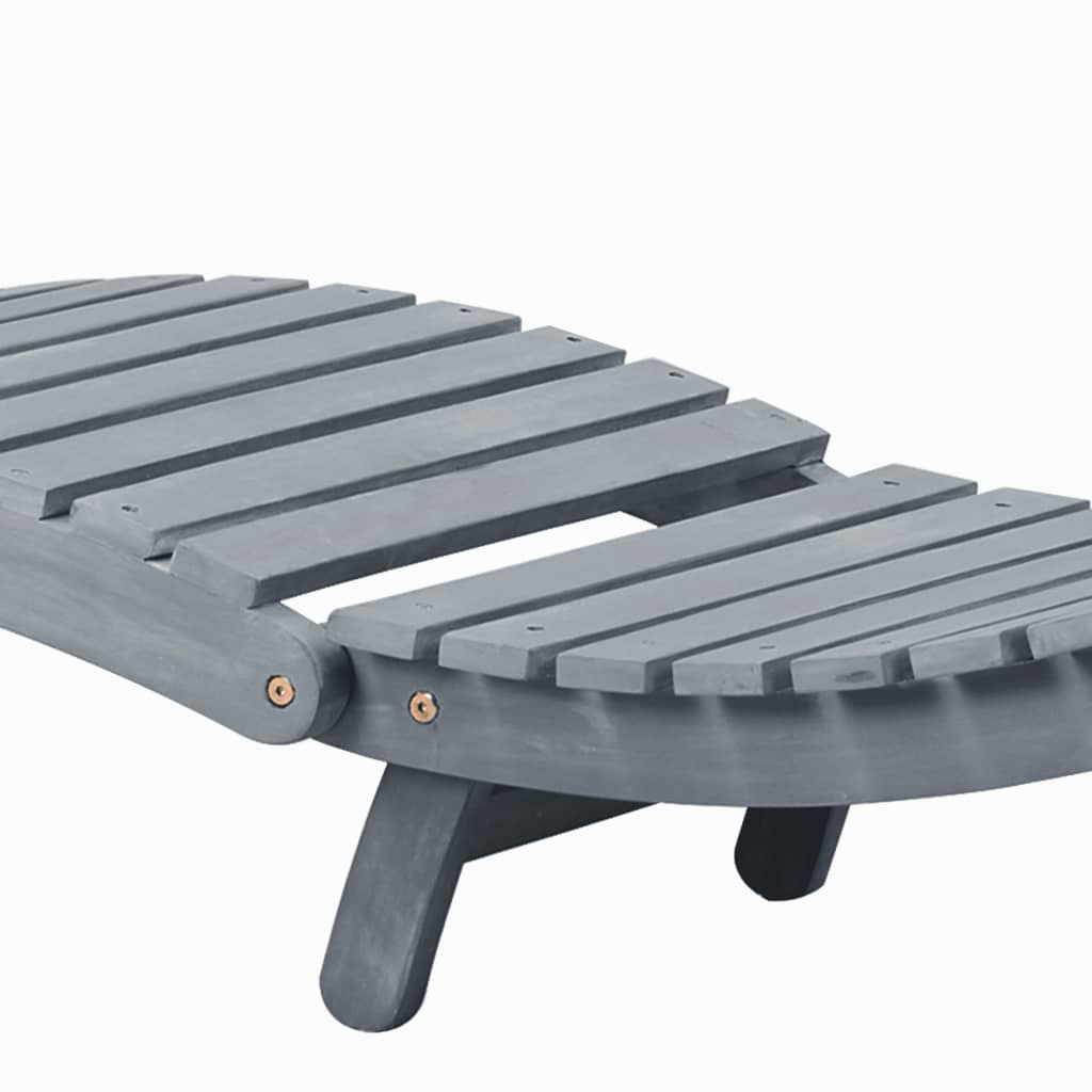 Elegant Grey Sun Lounger in Solid Acacia Wood