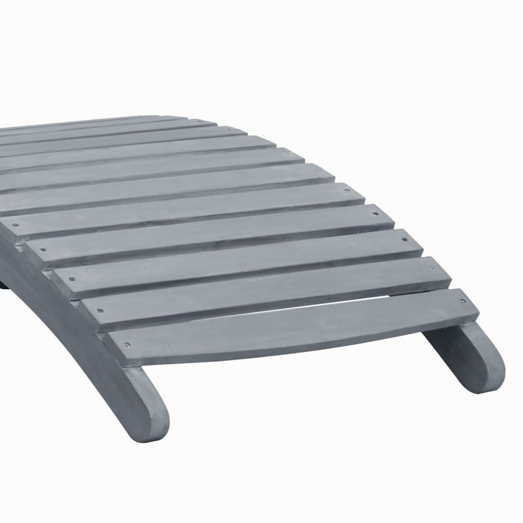 Elegant Grey Sun Lounger in Solid Acacia Wood
