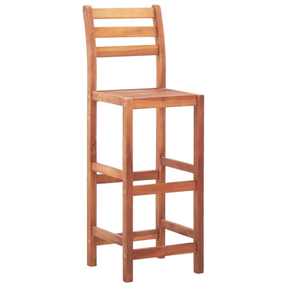 Solid Acacia Wood Bar Chairs Set of 2 - Natural Finish
