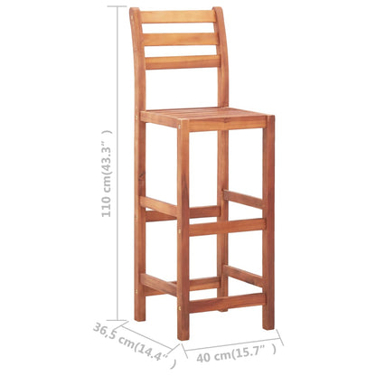 Solid Acacia Wood Bar Chairs Set of 2 - Natural Finish