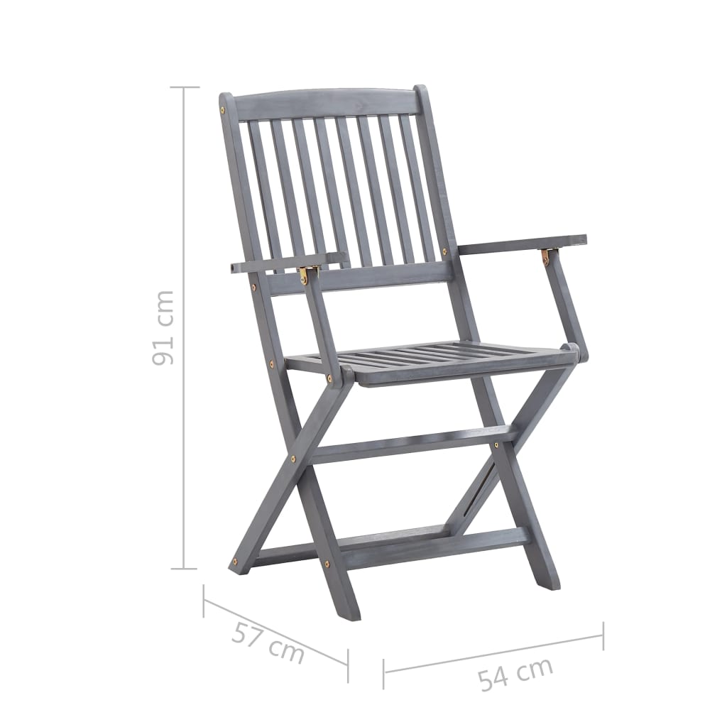 4-Piece Solid Acacia Wood Folding Outdoor Chairs Set