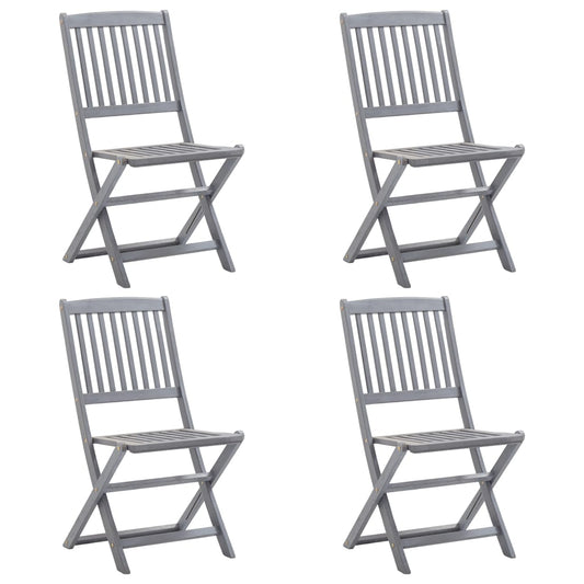 4-Piece Folding Outdoor Chairs, Solid Acacia Wood, Natural Finish