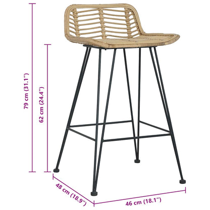 Natural Rattan Bar Chairs Set of 2 - Stylish & Durable Seating