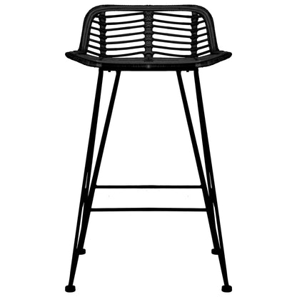 Elegant Black Rattan Bar Chairs Set of 2 - Stylish & Durable Seating