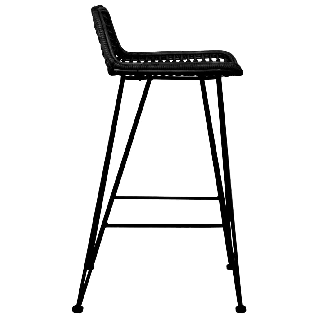 Elegant Black Rattan Bar Chairs Set of 2 - Stylish & Durable Seating