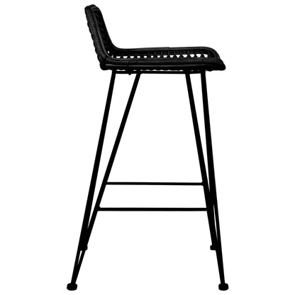 Elegant Black Rattan Bar Chairs Set of 2 - Stylish & Durable Seating