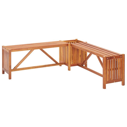 Acacia Wood Garden Corner Bench with Planter 117x117x40cm