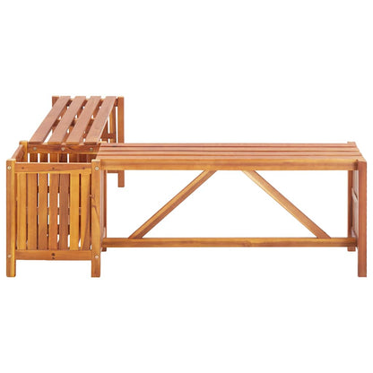 Acacia Wood Garden Corner Bench with Planter 117x117x40cm