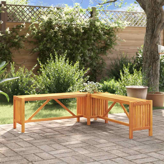 Acacia Wood Garden Corner Bench with Planter 117x117x40cm
