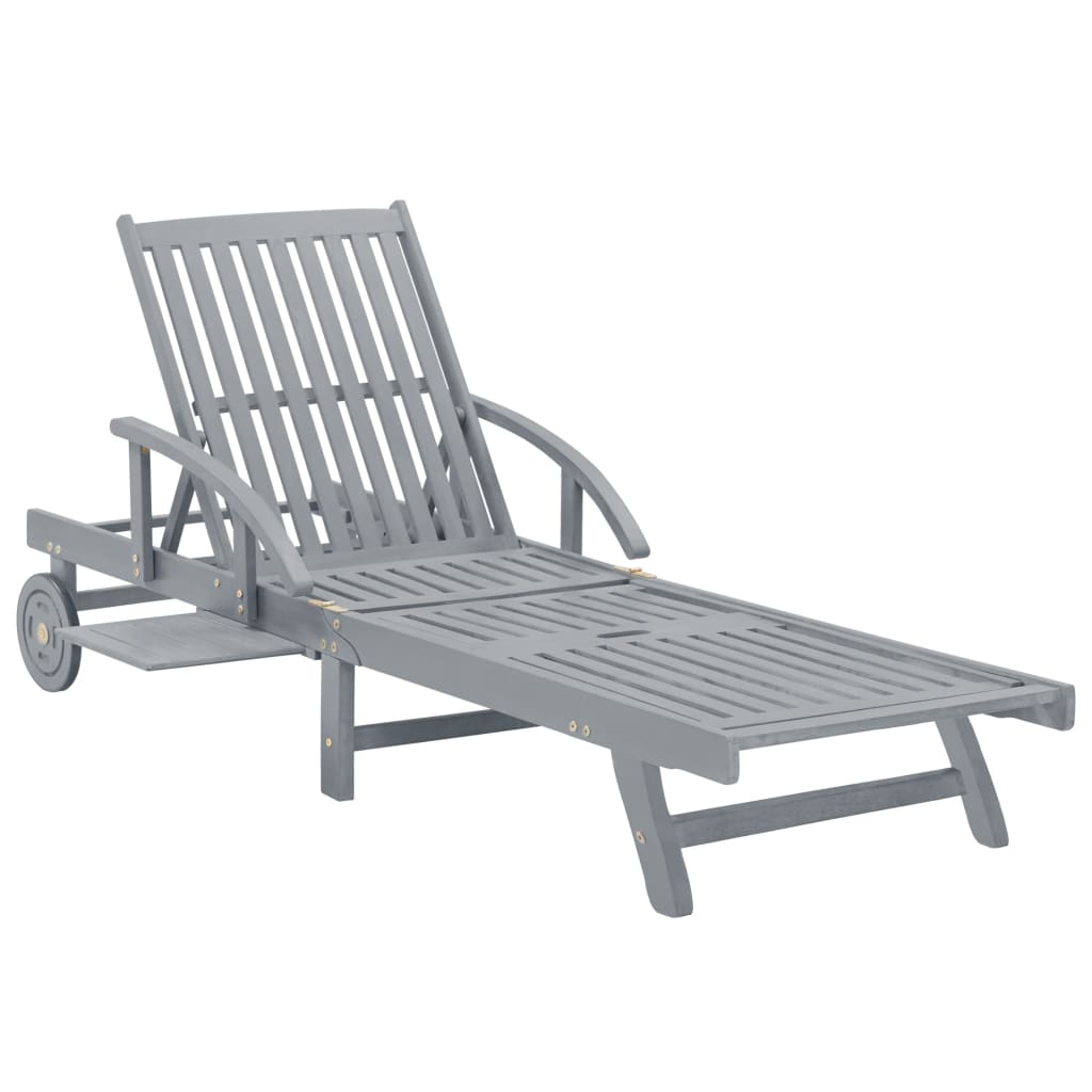 Grey Acacia Wood Sun Lounger - Stylish Outdoor Garden Relaxation