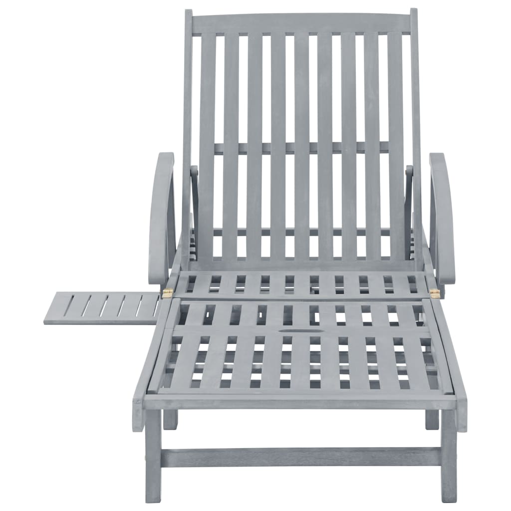 Grey Acacia Wood Sun Lounger - Stylish Outdoor Garden Relaxation