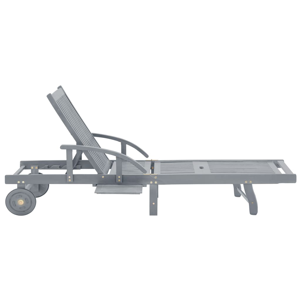 Grey Acacia Wood Sun Lounger - Stylish Outdoor Garden Relaxation