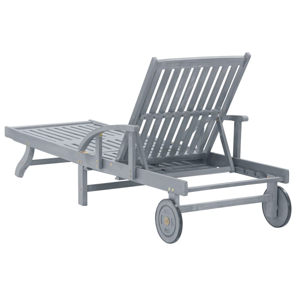 Grey Acacia Wood Sun Lounger - Stylish Outdoor Garden Relaxation