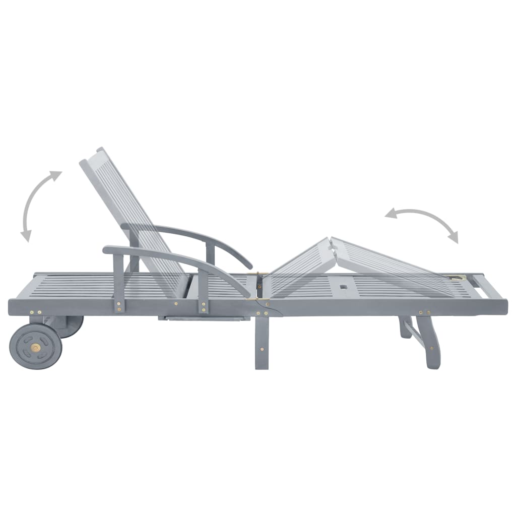 Grey Acacia Wood Sun Lounger - Stylish Outdoor Garden Relaxation