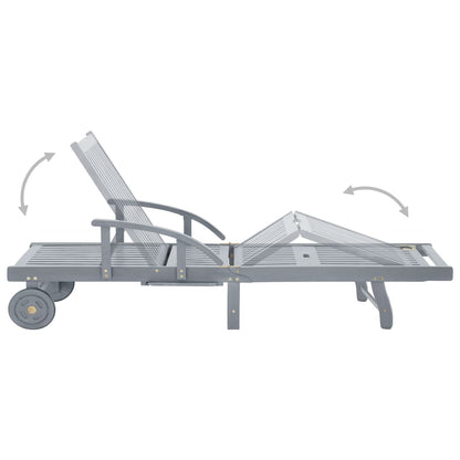 Grey Acacia Wood Sun Lounger - Stylish Outdoor Garden Relaxation