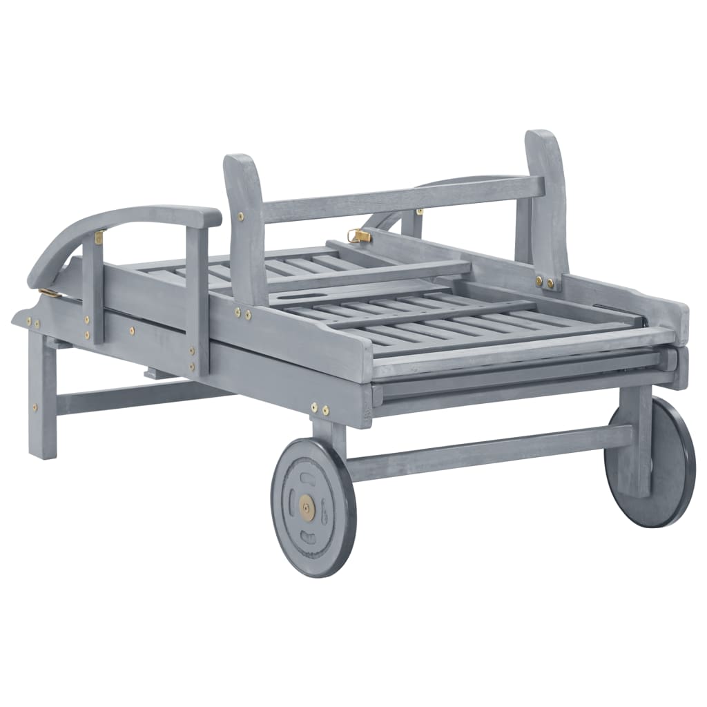 Grey Acacia Wood Sun Lounger - Stylish Outdoor Garden Relaxation