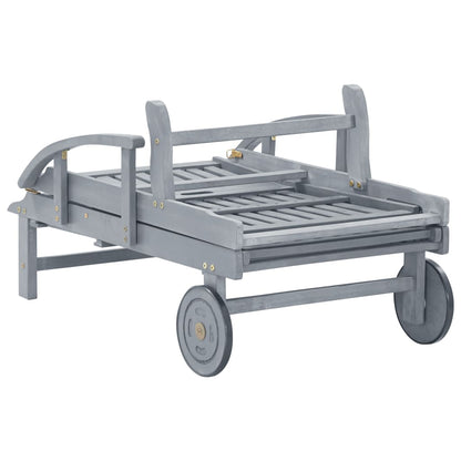 Grey Acacia Wood Sun Lounger - Stylish Outdoor Garden Relaxation