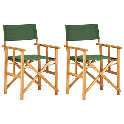2 Green Director's Chairs - Solid Acacia Wood, Set of 2