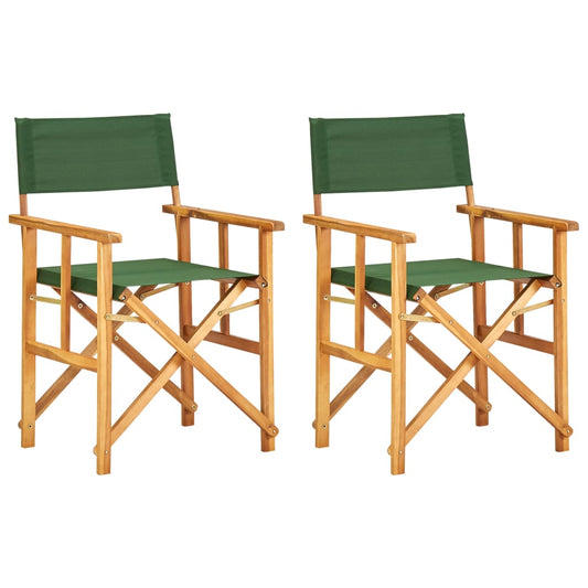 2 Green Director's Chairs - Solid Acacia Wood, Set of 2