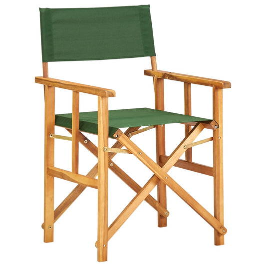 Solid Acacia Wood Director's Chair - Green Fabric