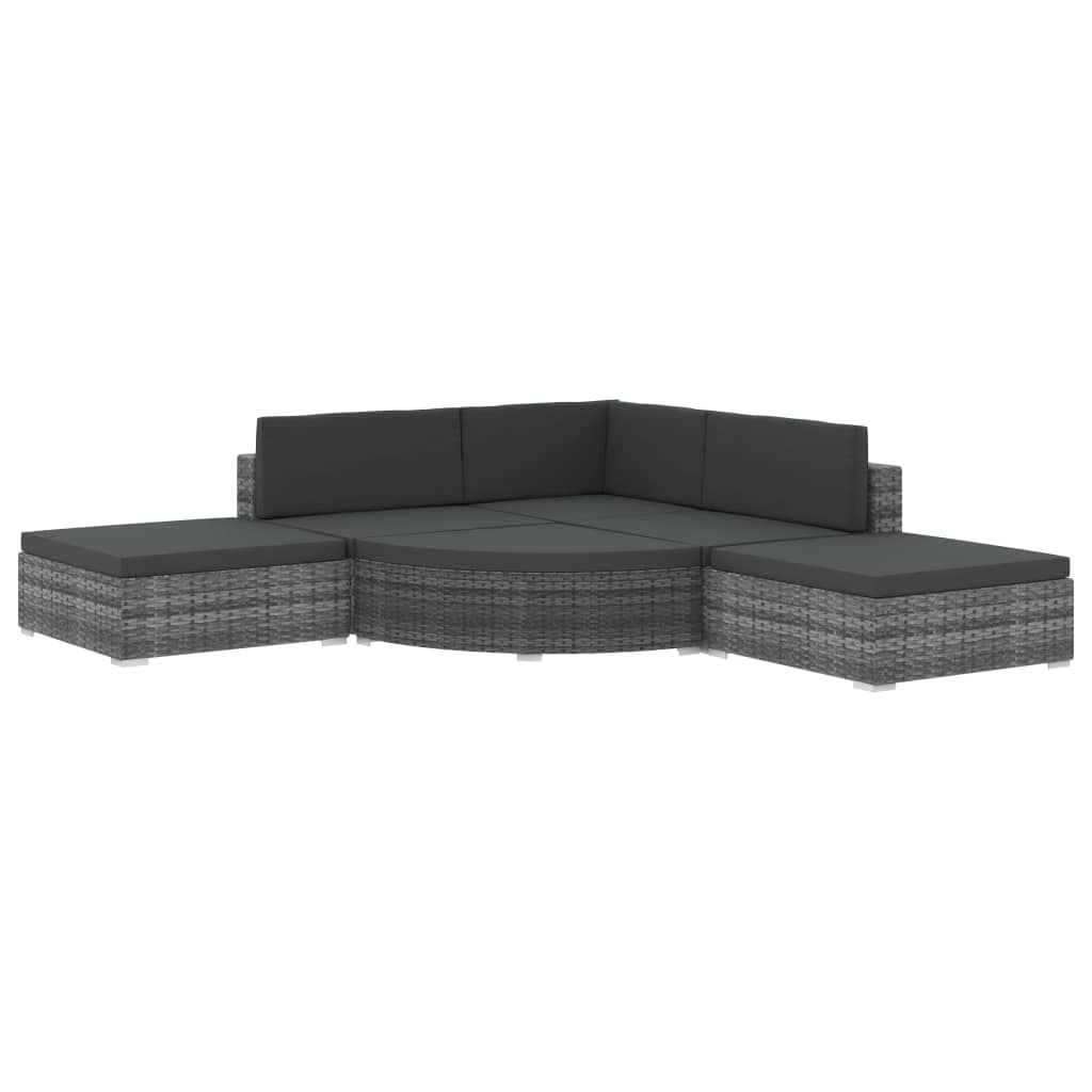6 Piece Garden Lounge Set with Cushions Poly Rattan Grey