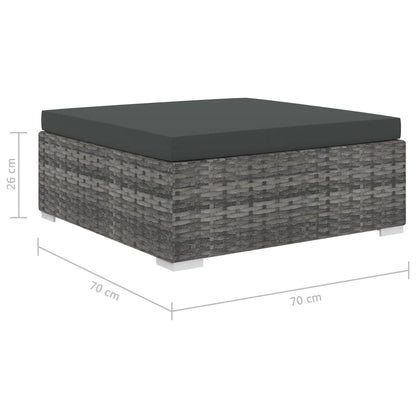6 Piece Garden Lounge Set with Cushions Poly Rattan Grey