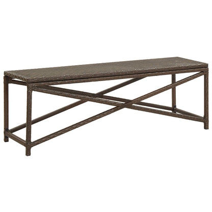 Brown Poly Rattan Garden Bench - 120 cm Stylish Outdoor Seating