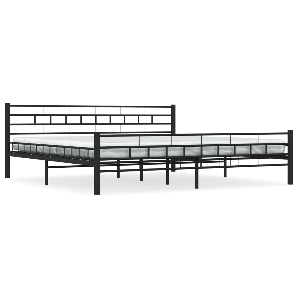 Sleek Black Steel Bed Frame 200x200 cm - No Mattress Included