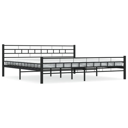 Sleek Black Steel Bed Frame 200x200 cm - No Mattress Included