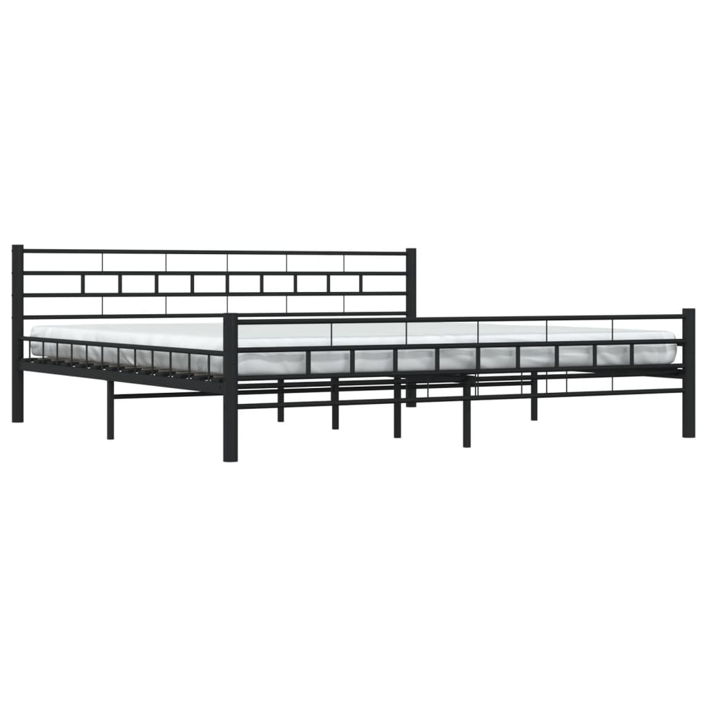 Sleek Black Steel Bed Frame 200x200 cm - No Mattress Included