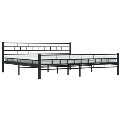 Sleek Black Steel Bed Frame 200x200 cm - No Mattress Included