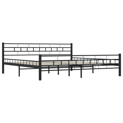 Sleek Black Steel Bed Frame 200x200 cm - No Mattress Included