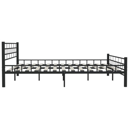 Sleek Black Steel Bed Frame 200x200 cm - No Mattress Included