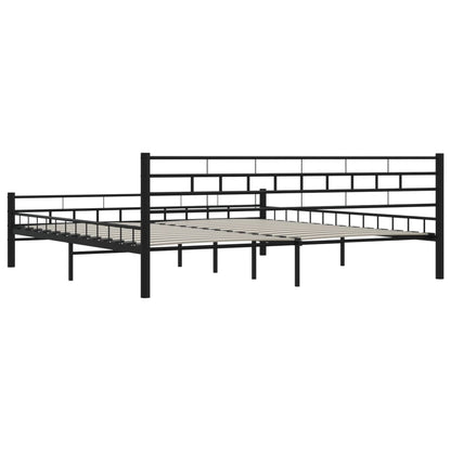Sleek Black Steel Bed Frame 200x200 cm - No Mattress Included