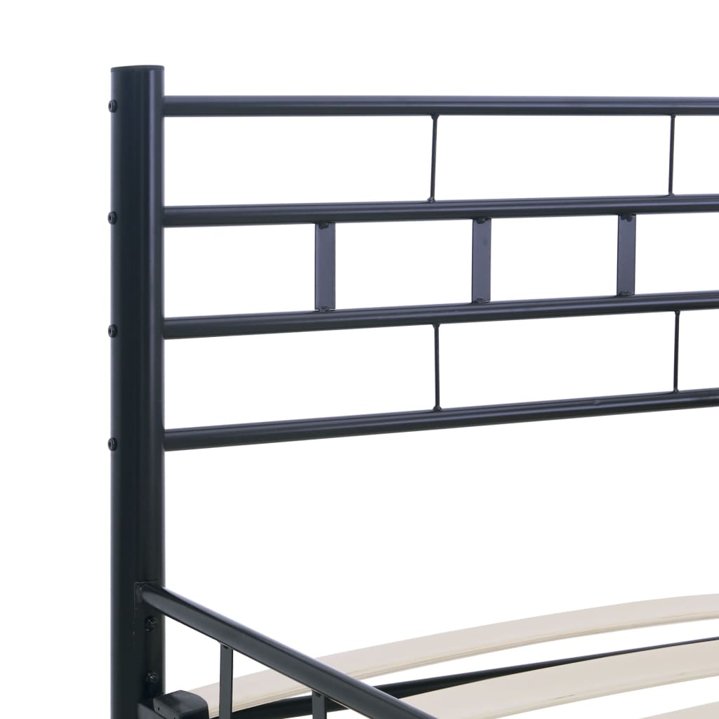 Sleek Black Steel Bed Frame 200x200 cm - No Mattress Included