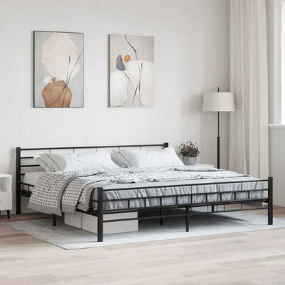 Sleek Black Steel Bed Frame 200x200 cm - No Mattress Included