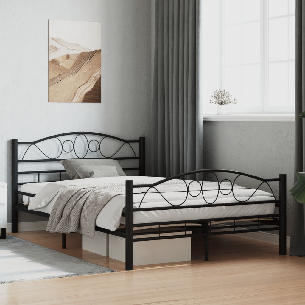 Black Steel Bed Frame 120x200 cm - Sturdy & Modern Design