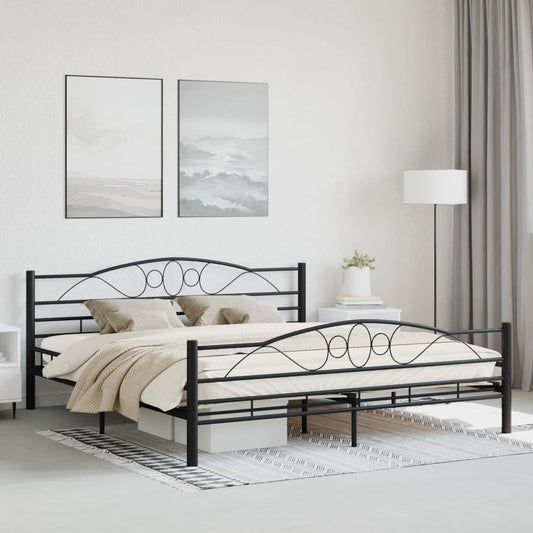 Bed Frame without Mattress Black Steel 180x200 cm Super King