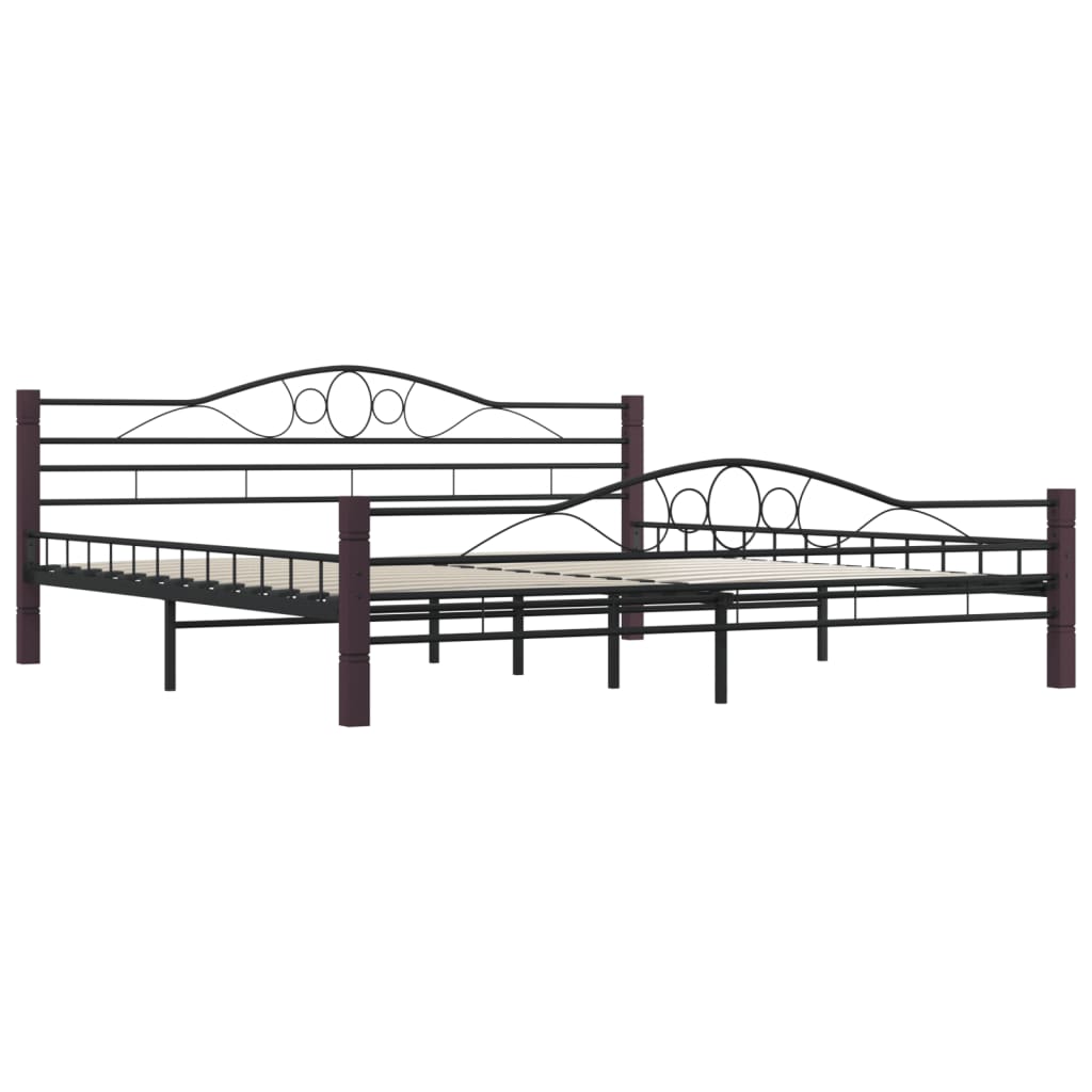 Sleek Black Metal Bed Frame - 200x200 cm