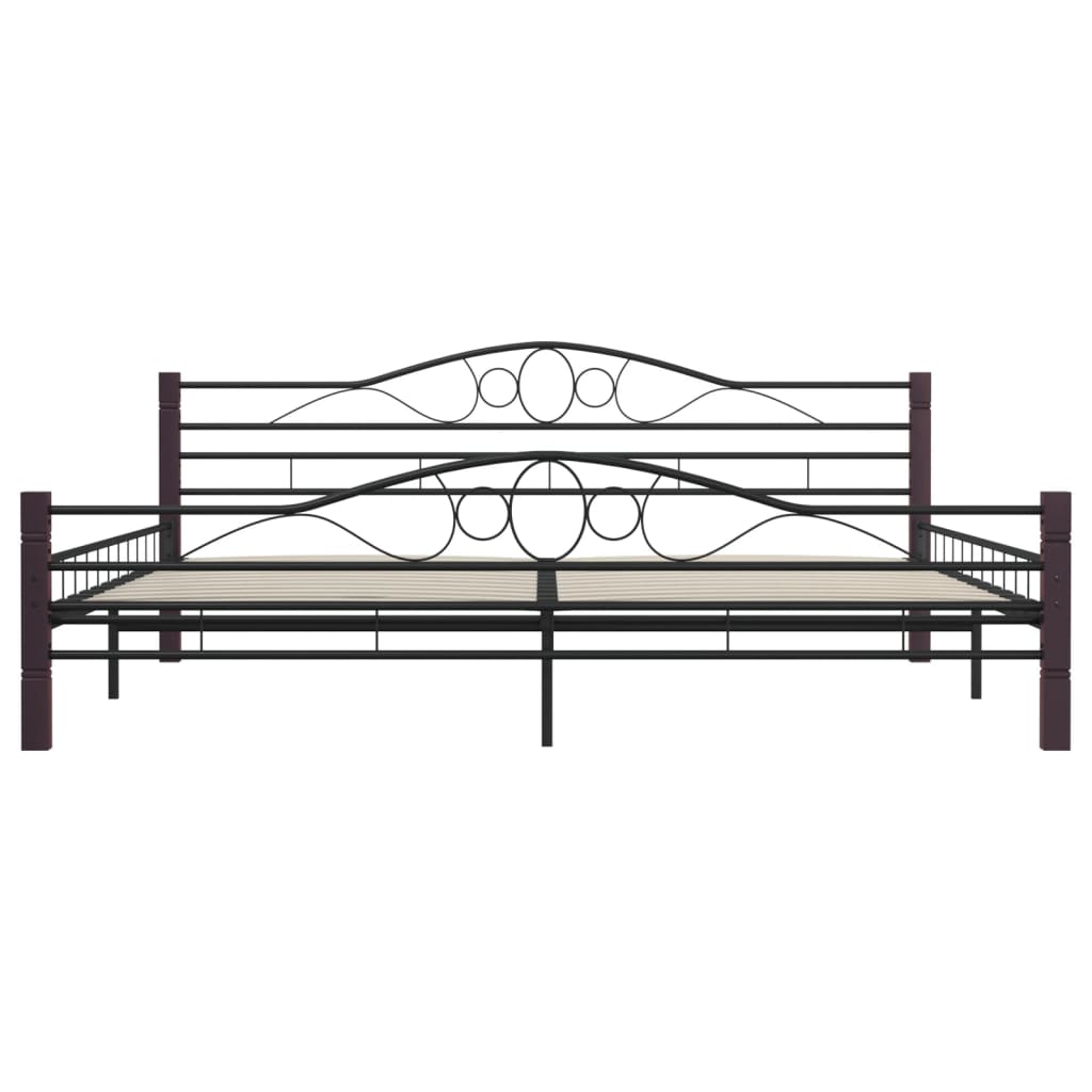 Sleek Black Metal Bed Frame - 200x200 cm