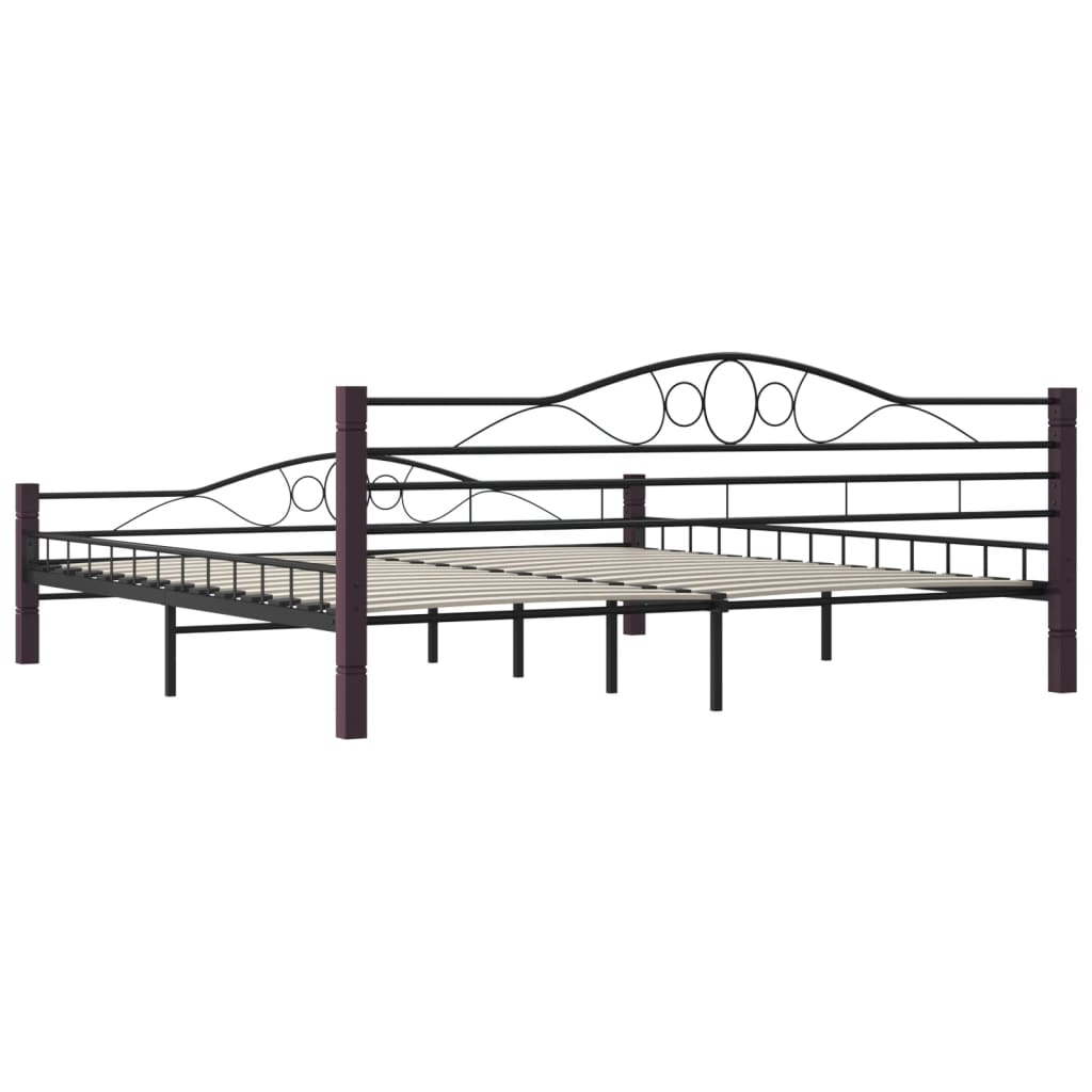 Sleek Black Metal Bed Frame - 200x200 cm