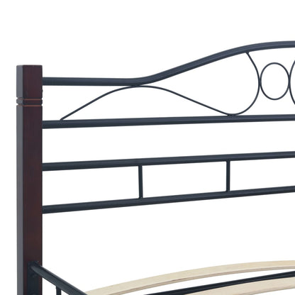 Sleek Black Metal Bed Frame - 200x200 cm