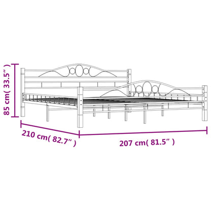 Sleek Black Metal Bed Frame - 200x200 cm