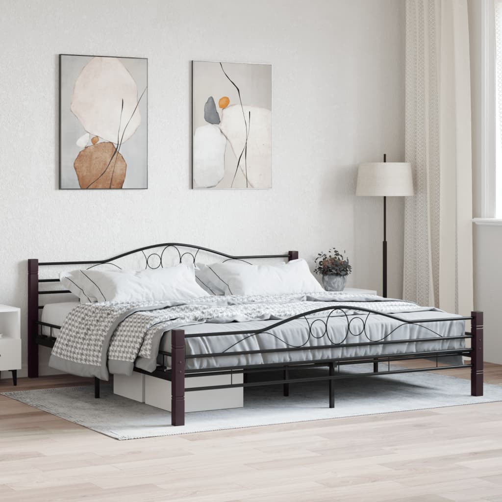 Sleek Black Metal Bed Frame - 200x200 cm