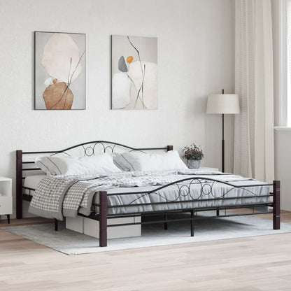 Sleek Black Metal Bed Frame - 200x200 cm