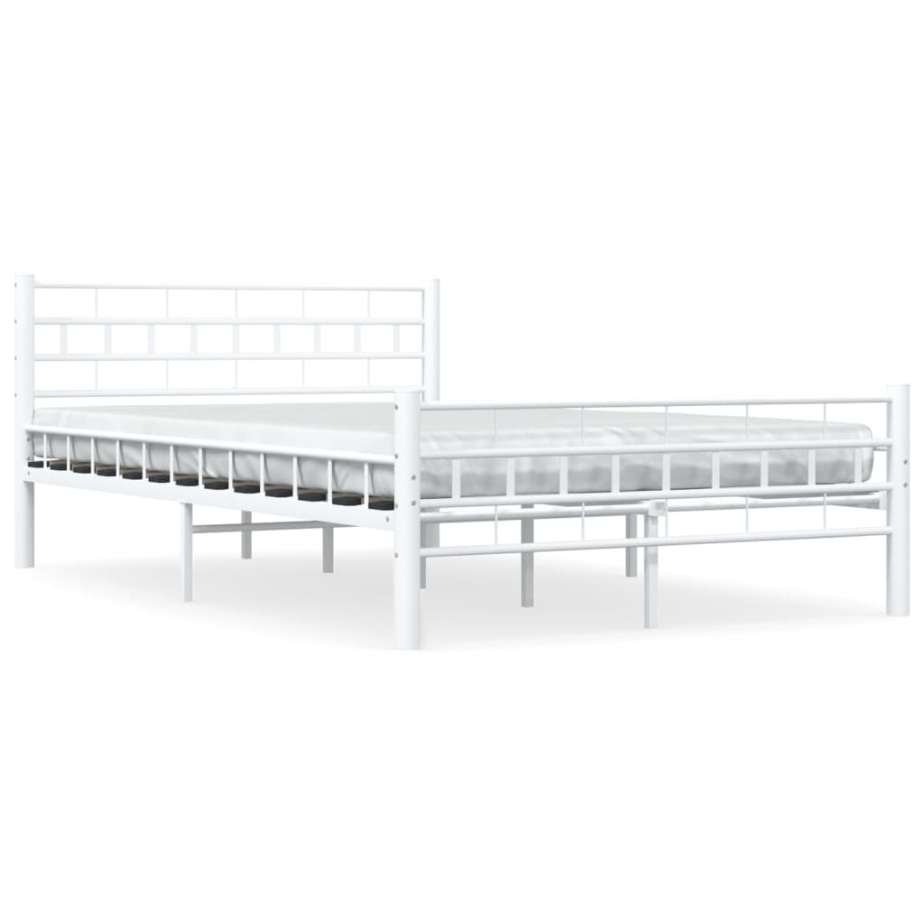 White Metal Bed Frame 140x200 cm - vidaXL Elegant Design