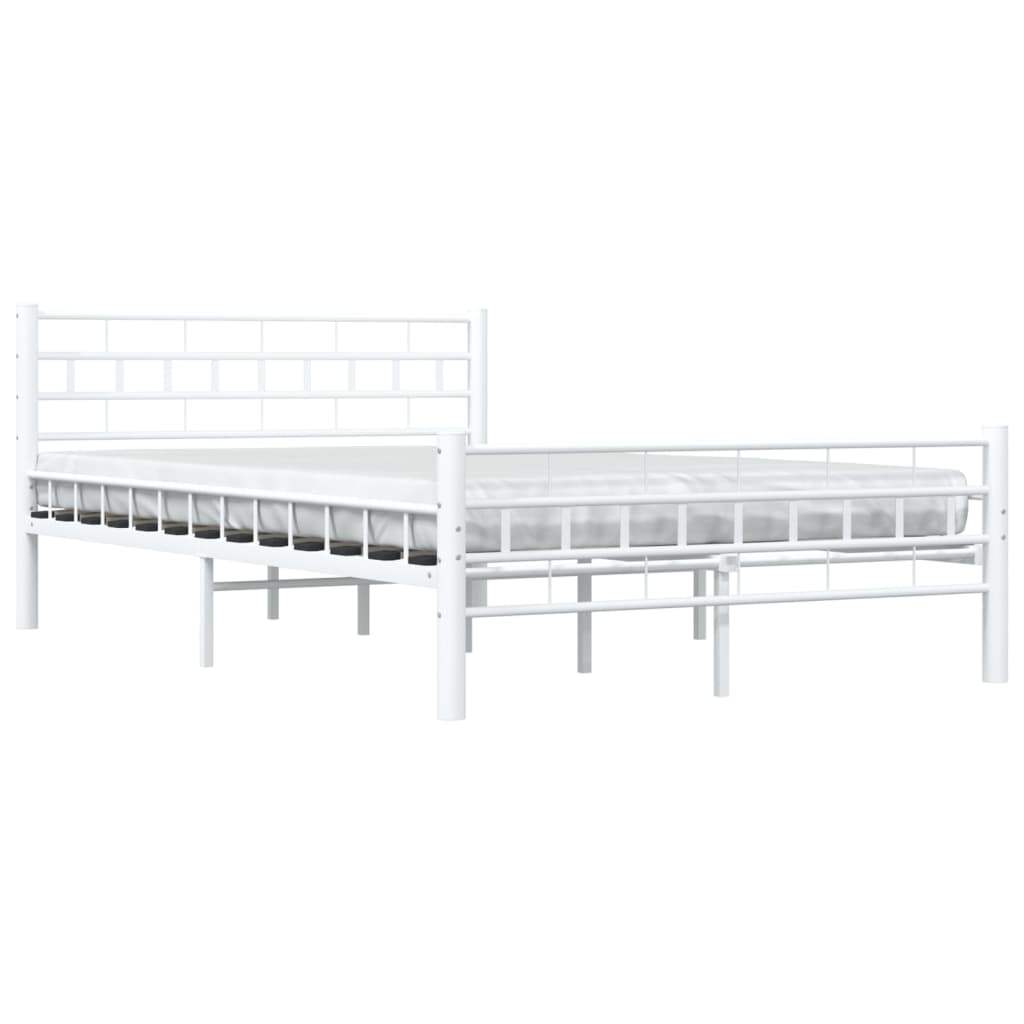 White Metal Bed Frame 140x200 cm - vidaXL Elegant Design