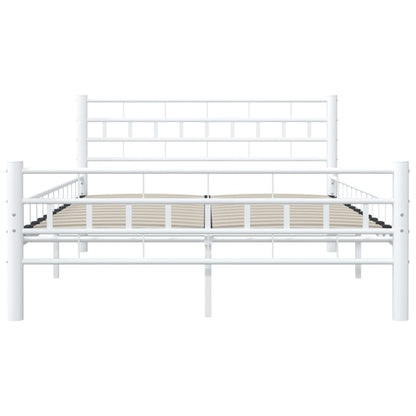White Metal Bed Frame 140x200 cm - vidaXL Elegant Design