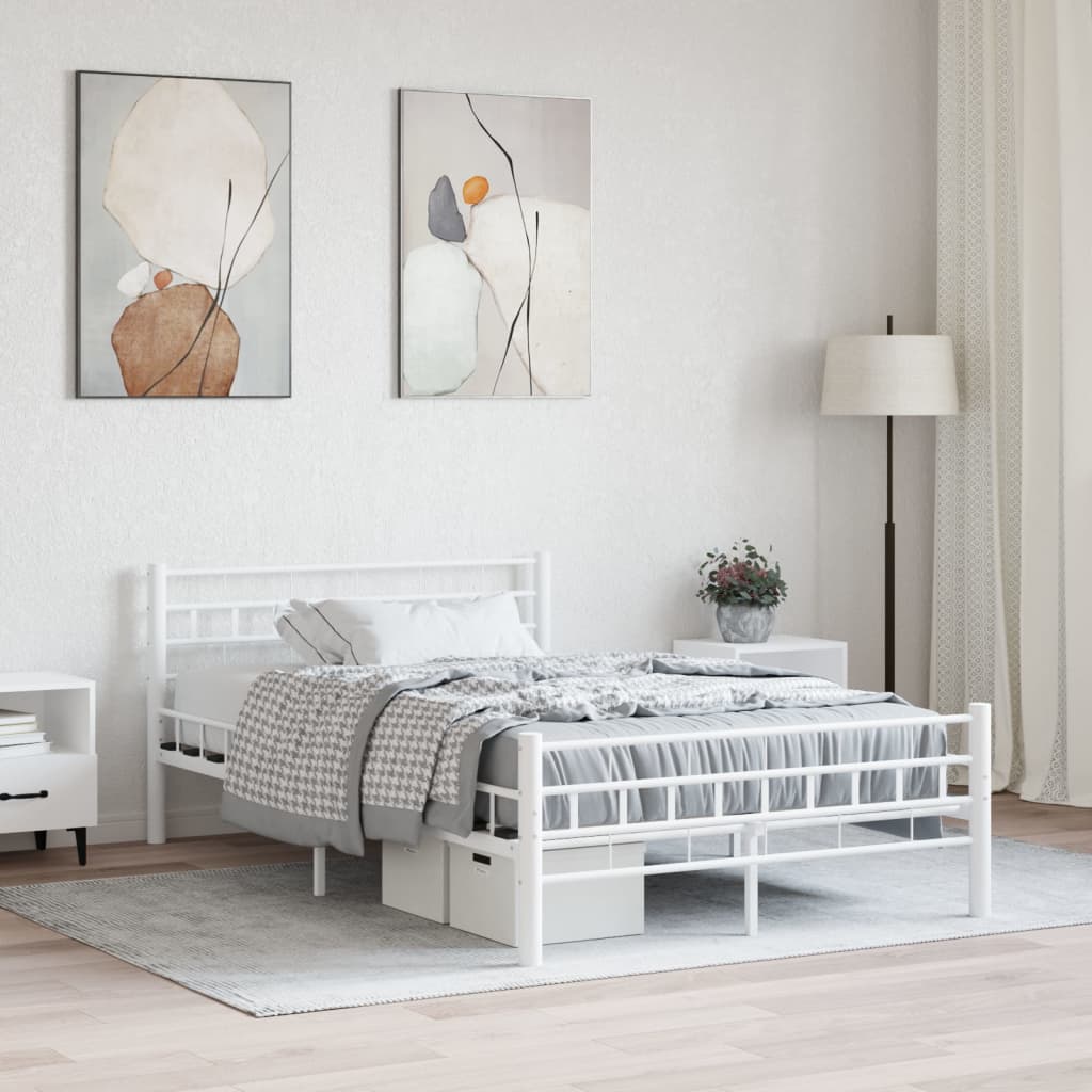 White Metal Bed Frame 140x200 cm - vidaXL Elegant Design