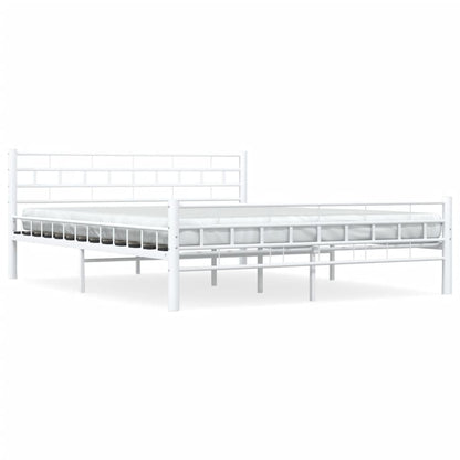 White Metal Bed Frame with Headboard 160x200 cm